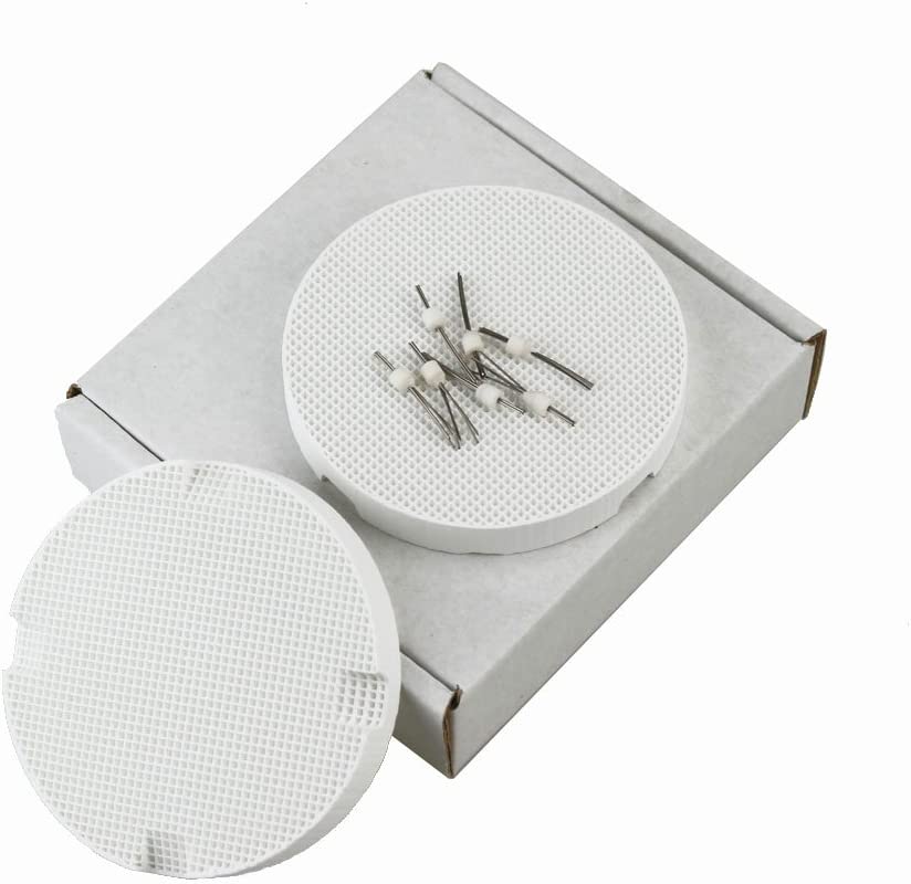 Airgoesin 2pcs Dental Lab Honeycomb Round Firing Trays 72mm with 10pcs Amann Girrbach Pins Tool