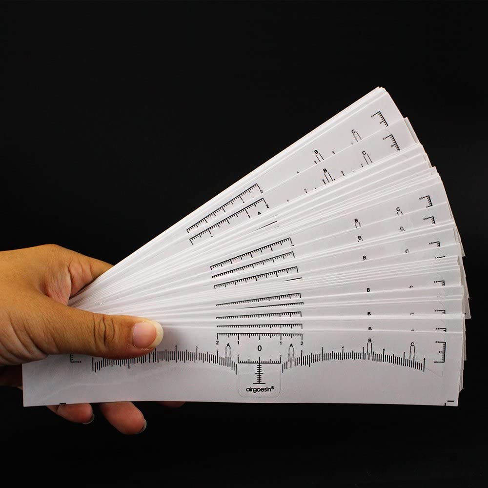Airgoesin 200pcs Disposable Adhesive Eyebrow Microblading Ruler Guide Sticker Tape Tattoo Template Beauty Tool
