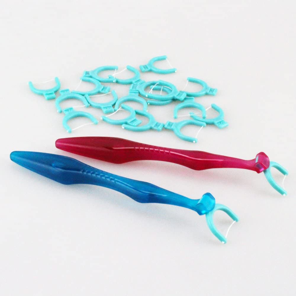 Dental 2 Flosser Floss Handle Holder + 270 Disposable Heads Tooth Oral Cleaner