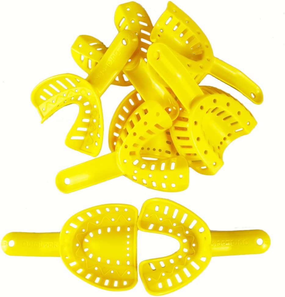 Airgoesin 12pcs Dental Impression Tray Plastic New Autoclavable Retention Size5 Tool