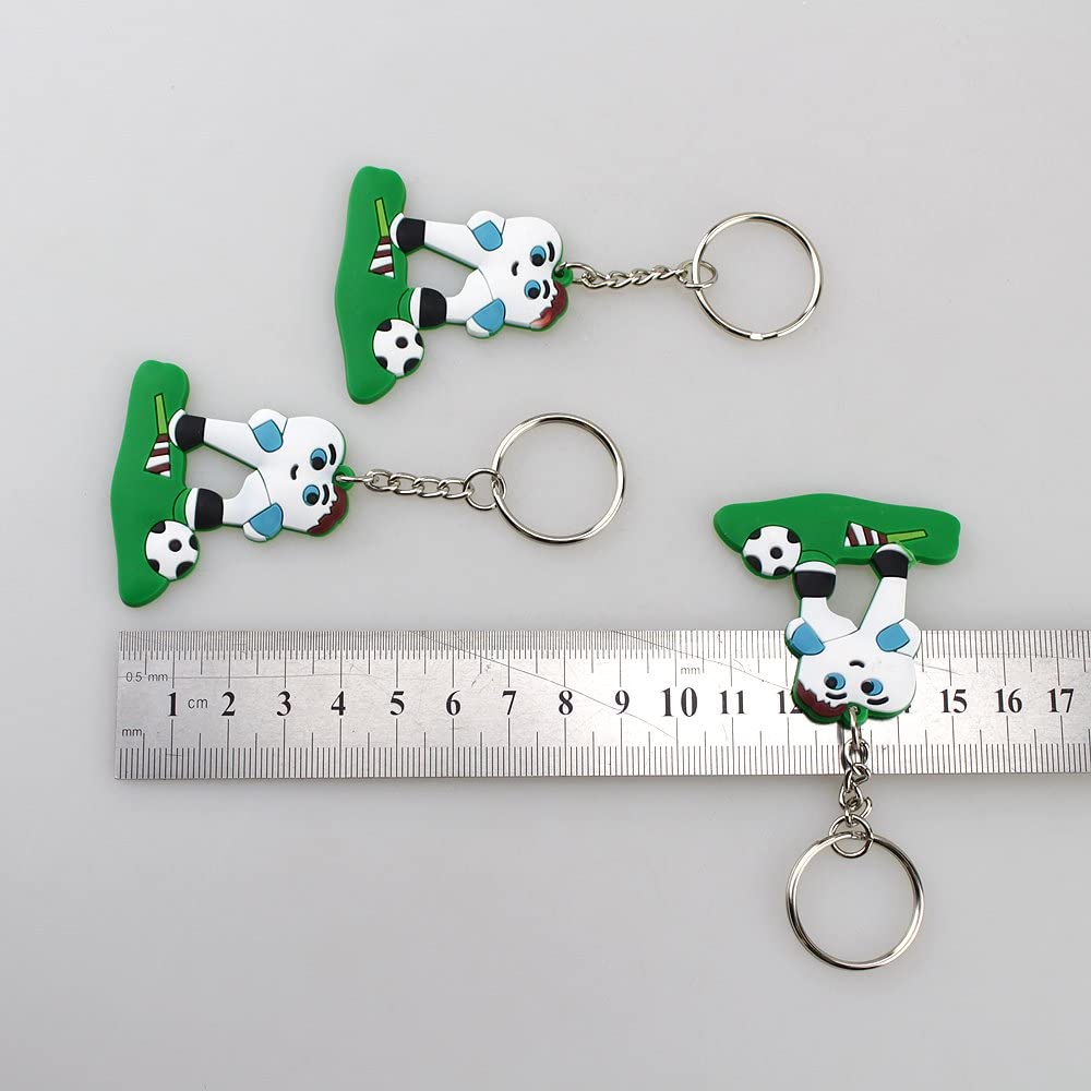 Airgoesin 6pcs Football Soccer Tooth Dental Dentist Rubber Keychains Promo Great Gift Charms Prizes Favors