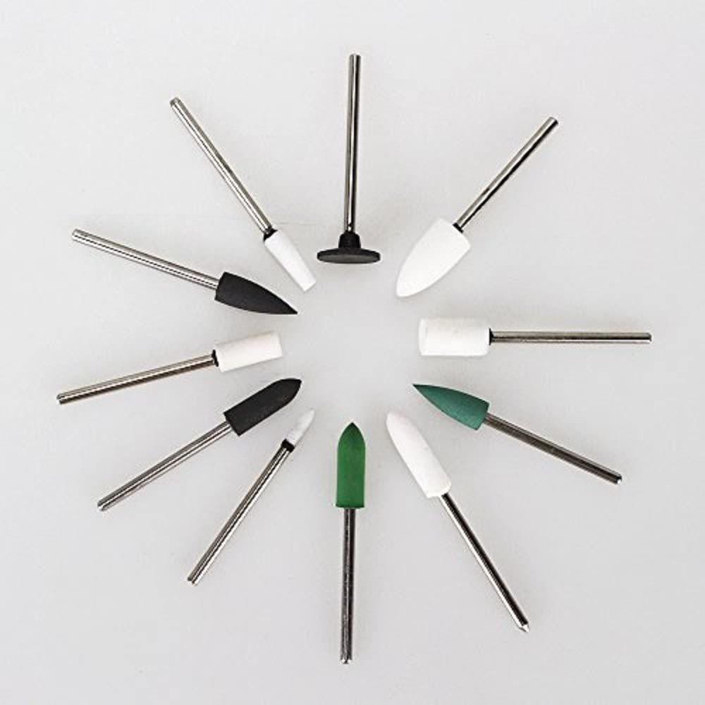 Airgoesin Ceramic Grinding Stone Abrasive Rubber Polishing Burs Alloy 3/32" (2.35mm) Shank 11pcs/pk