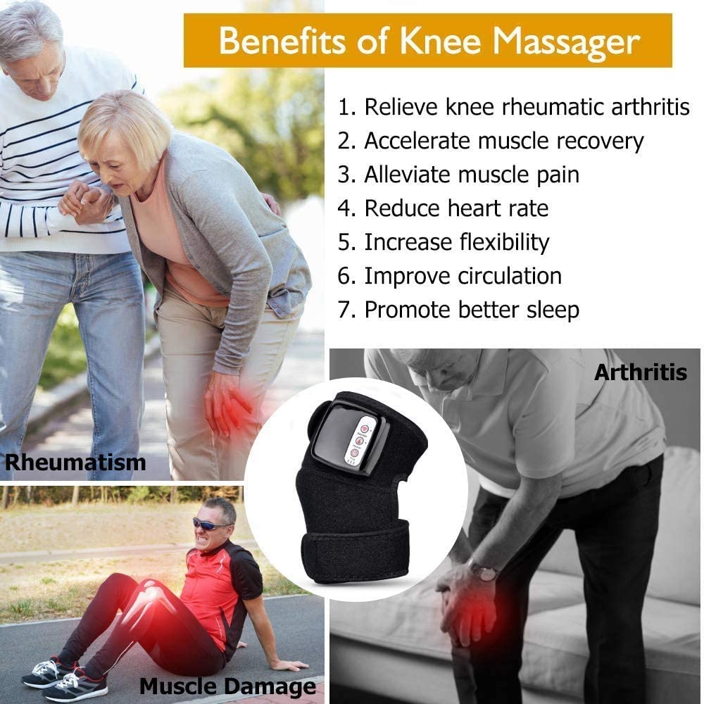 Heated and Vibration Knee Massager Brace Wrap, Electric Heating Vibration Knee Joint Pad Brace Massage Therapy Legs Massager