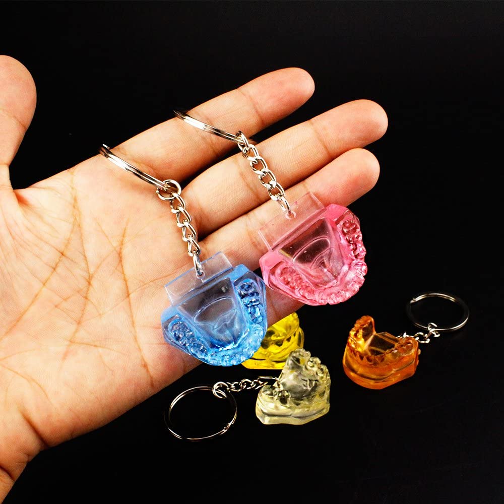 Airgoesin 5pcs Keychain Key Ring Hang Tooth Jaw Dental Clinic Gift Christmas Holiday Charms for Kids Birthday Party Favors Carnival Prizes