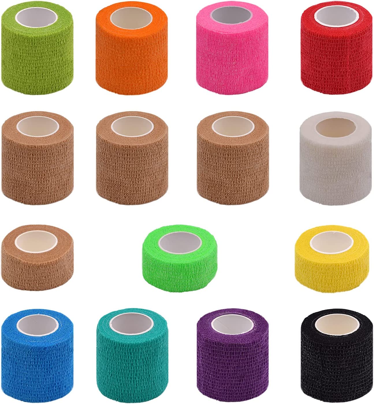 15PCS Self Adhesive Bandage Wrap, Vet Wrap for dogs, Cohesive Bandages 2 inch, First Aid Tape, Self Adhering Bandage Wrap, Athletic Tape Self Adhesive(12pcs 2''x 5 Yards + 3pcs 1'' x 5 Yards)