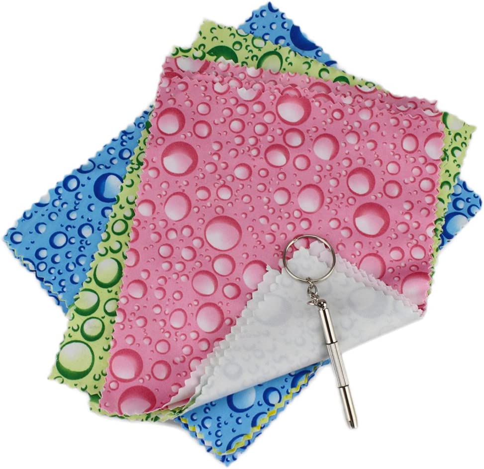 30pcs Microfiber Cloth Water Drop Design for Glasses, iPhone, ipad, Screens, Camera Lens, CD, TV Glasses Cleaning + 1 Screw Driver