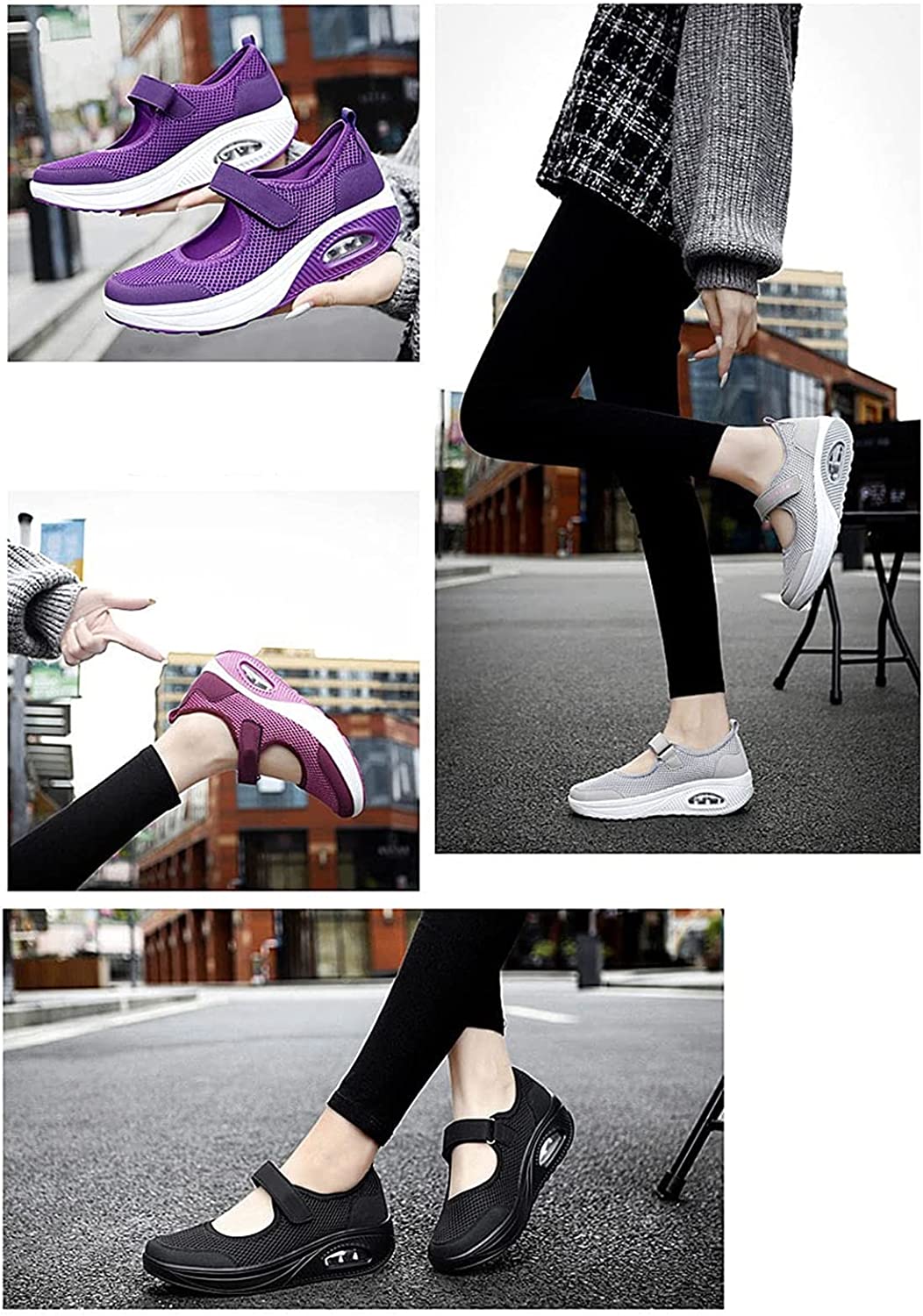 Breathable Slip-On Orthopedic Women's Diabetic Walking Shoes - Comfort Working Nurse Shoes Adjustable Wedges Slip-on Sneaker (Grey,37)