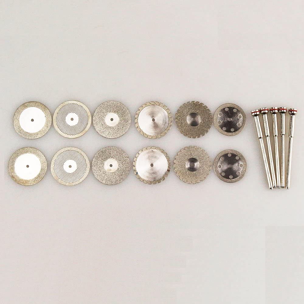 Airgoesin 12 Diamond Polishing Wheel Saw Disc Cutter + 5 HP Shank Mandrel 2.35mm