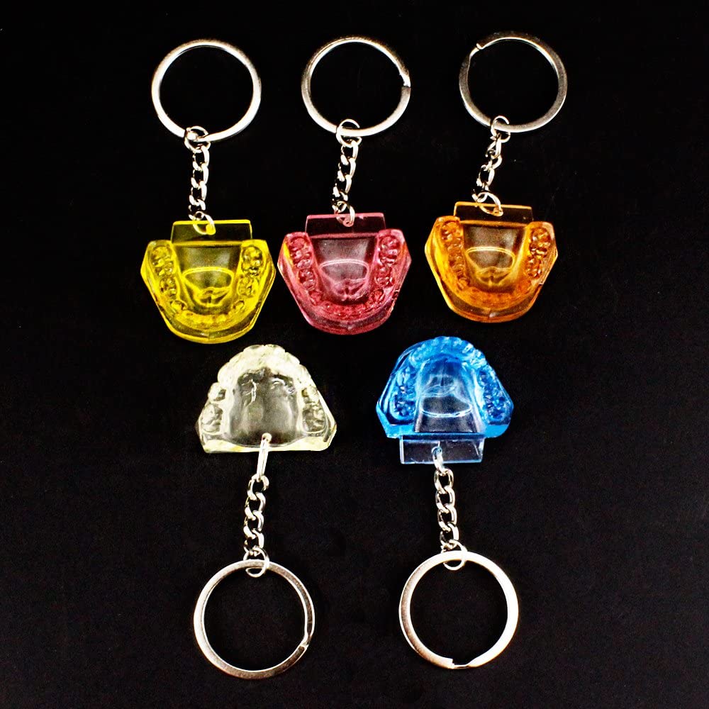 Airgoesin 5pcs Keychain Key Ring Hang Tooth Jaw Dental Clinic Gift Christmas Holiday Charms for Kids Birthday Party Favors Carnival Prizes