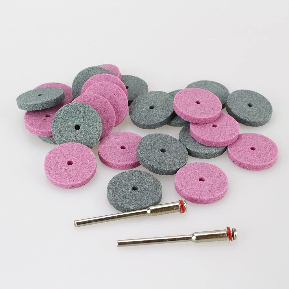 24pcs Gravel Ceramic thick Mounted Wheels + 2 Shanks Mandrels 2.35mm