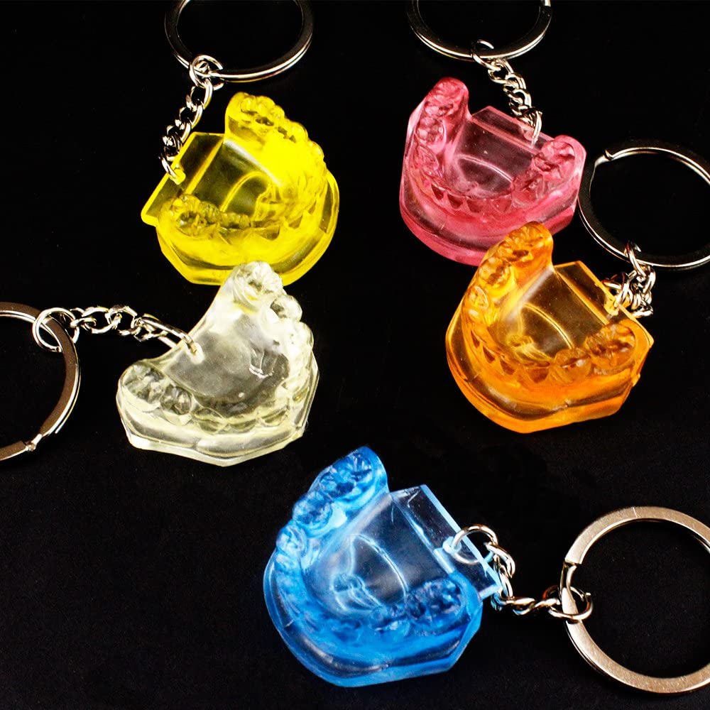 Airgoesin 5pcs Keychain Key Ring Hang Tooth Jaw Dental Clinic Gift Christmas Holiday Charms for Kids Birthday Party Favors Carnival Prizes