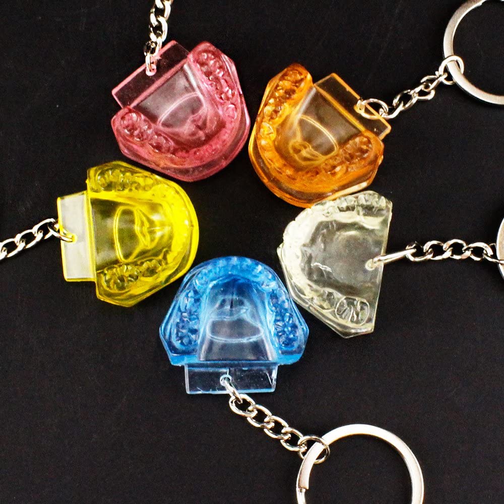 Airgoesin 5pcs Keychain Key Ring Hang Tooth Jaw Dental Clinic Gift Christmas Holiday Charms for Kids Birthday Party Favors Carnival Prizes