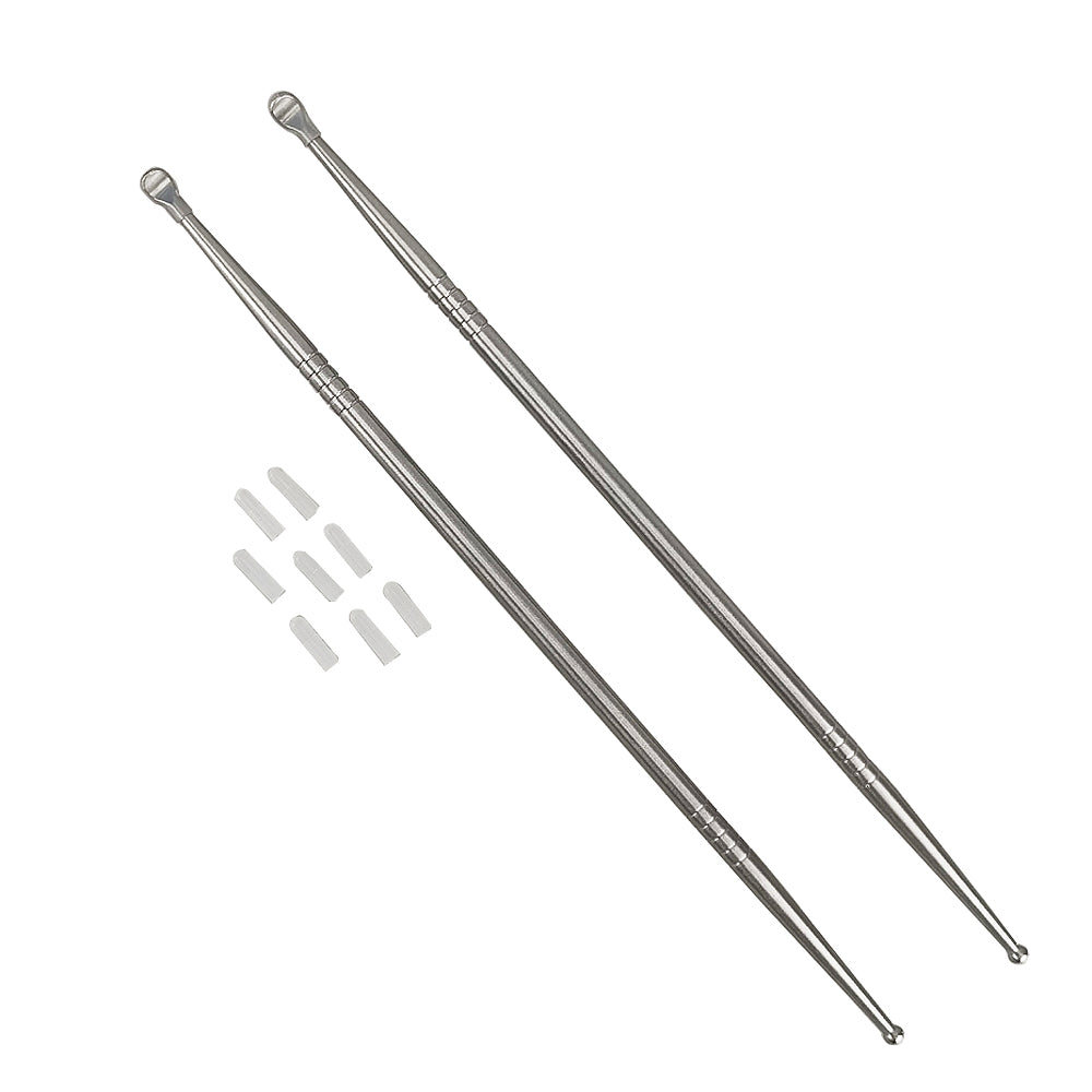 2pcs Long Tonsil Stone Remover Tool + Earwax Curette Pick Wax Remover Tool Stainless Steel