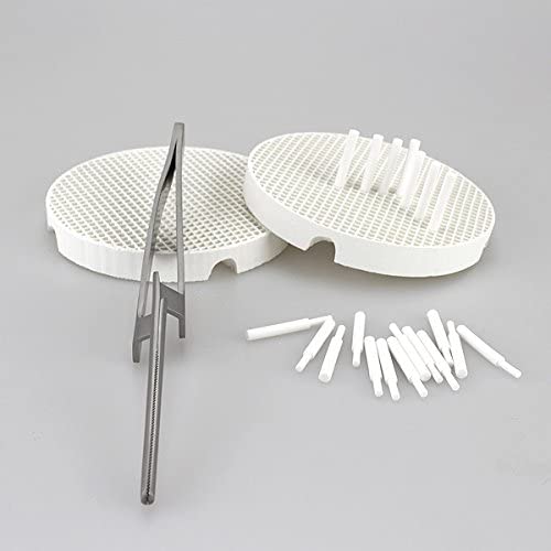 2 Dental Lab Porcelain Firing Trays with 20 Zirconia Pins + 1 Clips Tongs Pliers