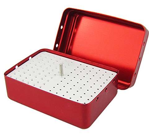Airgoesin Aluminum 120 Holes FG Burs Holder Block Sterilizer Case Box - RED