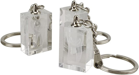 Airgoesin 12pcs Keychain Key Ring Hang Crystal Tooth Shape Cute Promo Dental Clinic Gift Rewards Prizes