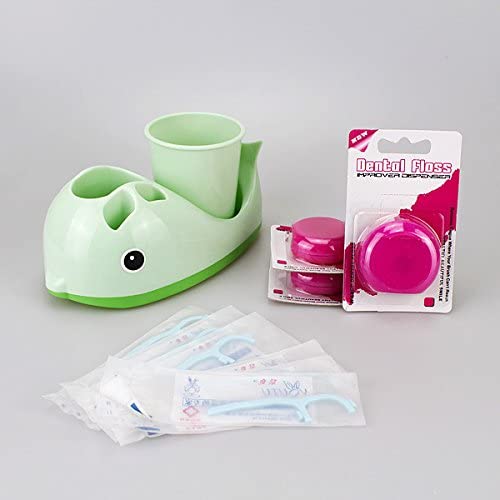 Toothbrush Toothpaste Holder Stand Cup+3 Dental Oral Floss + 6 Holders