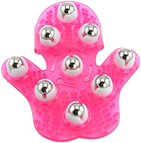 Deep Tissue Massage Roller Glove for Neck, Chest, Foot, Hamstrings, Thighs, and Full Body Care 9 360-degree-roller Metal Roller Ball Beauty Body Care (9 Beads)