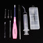 Airgoesin Tonsil Stone Removal Tool Lighted + Irrigation Syringe + Tonsillolith Tweezers Pliers (blue)