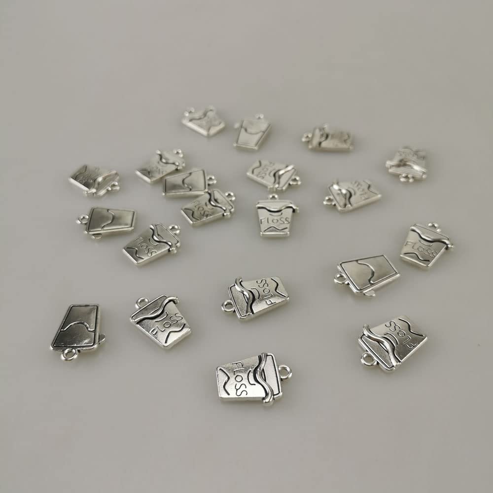 30pcs Mixed Vintage Tooth Charms Toothbrush Toothpaste for Jewelry Earrings Making Smooth Tibetan Silver Metal Charms Pendants DIY for Necklace Bracelet Crafting Gift (#1-Toothpaste)