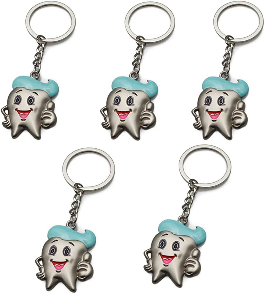 Airgoesin 5pcs Tooth Keychain Dentist Keychain Gifts Dental Giveaways Dental Hygienist Gift Dentist Assistant Gifts Dental Jewelry for Dental Inspirational Gifts