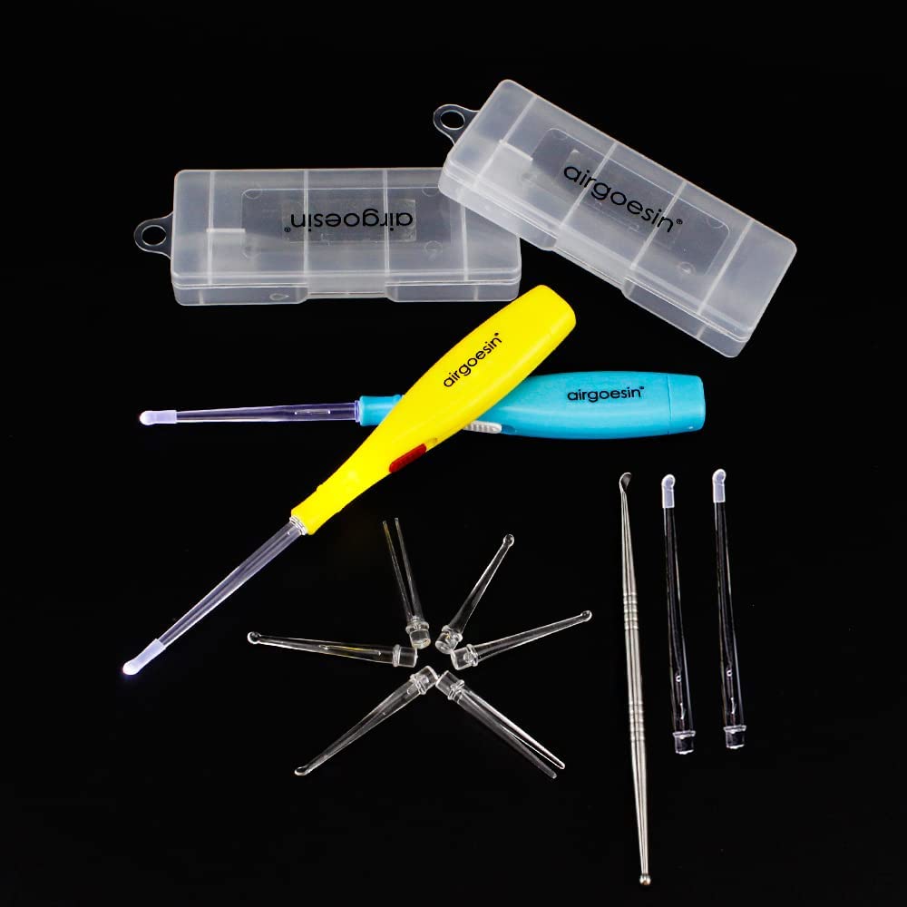 Airgoesin 2 Sets Lighted Tonsil Stone Removing Tool, with Case, 1 Stainless Steel Tonsil Tonsillolith Pick