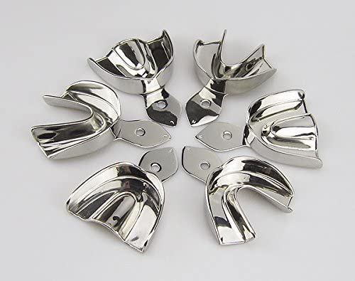 6 pcs Pedo Dental Impression Trays Set Stainless Steel Solid Denture