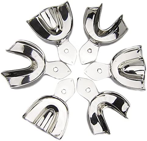 6 pcs Pedo Dental Impression Trays Set Stainless Steel Solid Denture