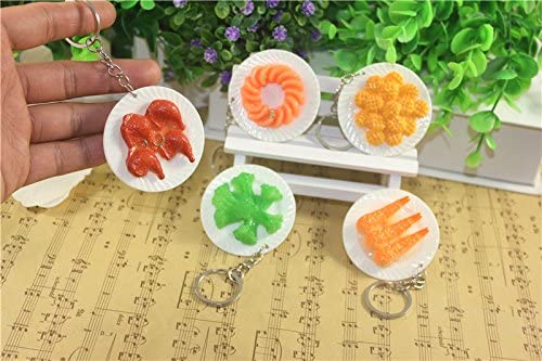 Airgoesin 20pcs Keychain Key Ring Hang Food Dish Plate Shape Cute Shop Promo Gift Charms