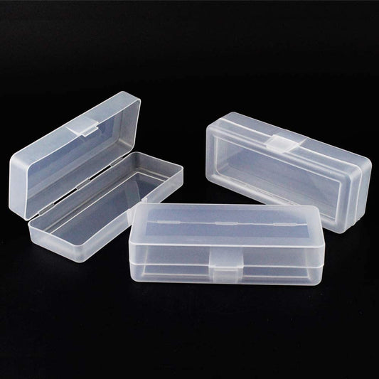 Airgoesin 4pcs Small Storage Box Container Desktop Organizer with Lid for Keeping Small Parts, Coints, Screws, Bead, Pencils, Q-Tip, Ornaments, Pills, Herbs, Jewelry Findings (2pcs L + 2pcs S)