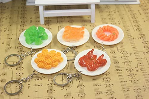 Airgoesin 20pcs Keychain Key Ring Hang Food Dish Plate Shape Cute Shop Promo Gift Charms