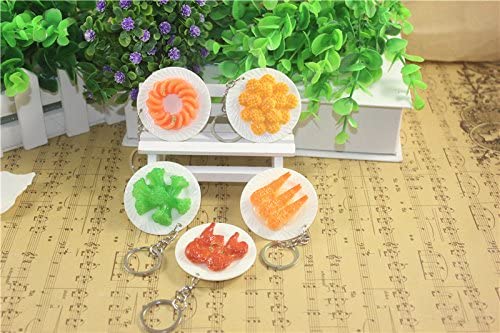 Airgoesin 20pcs Keychain Key Ring Hang Food Dish Plate Shape Cute Shop Promo Gift Charms