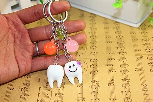 Airgoesin 20pcs Keychain Key Ring Hang Tooth Shape Dental Clinic Gift Christmas Holiday Charms for Kids Birthday Party Favors & School Carnival Prizes