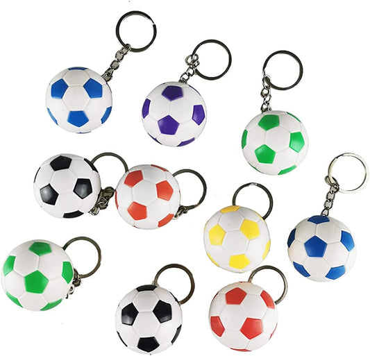 Airgoesin 10pcs Soccer Keychains Ball Sports Soccer Key Chain for Boys School Carnival Reward Backpack, Purse, Luggage, Sports Themed Party Favors, Goodie Bag Fillers Team Gifts