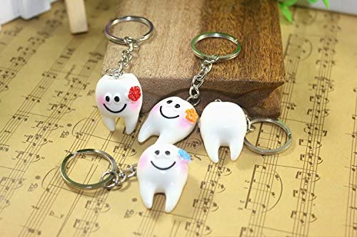Airgoesin 20pcs Keychain Key Ring Hang Tooth Shape Cute Promo Dental Gift