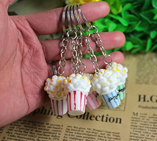 Airgoesin 20pcs Keychain Key Ring Hang Simulation food Popcorn Cute Shop Promo Gift Charms