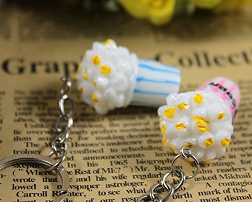 Airgoesin 20pcs Keychain Key Ring Hang Simulation food Popcorn Cute Shop Promo Gift Charms