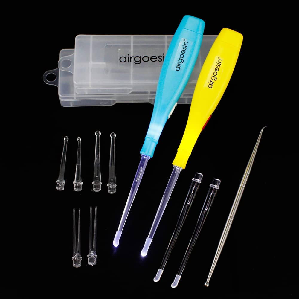 Airgoesin 2 Sets Lighted Tonsil Stone Removing Tool, with Case, 1 Stainless Steel Tonsil Tonsillolith Pick