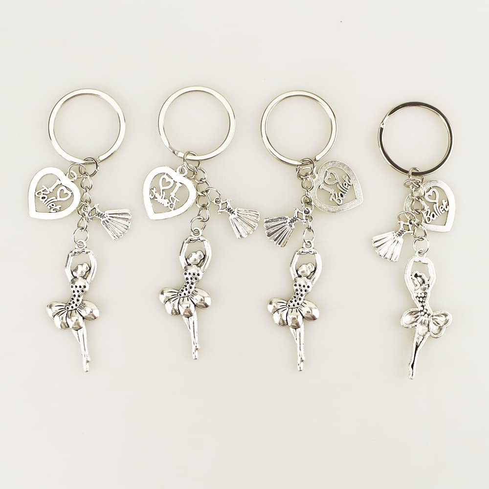 Airgoesin 4pcs Ballet Dancing Gifts Dance Class Dancer Gift Party Favors Bag Charm Pendent