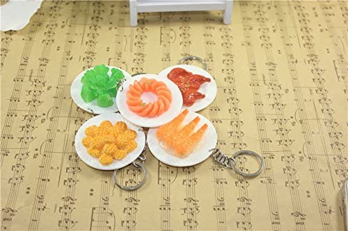 Airgoesin 20pcs Keychain Key Ring Hang Food Dish Plate Shape Cute Shop Promo Gift Charms