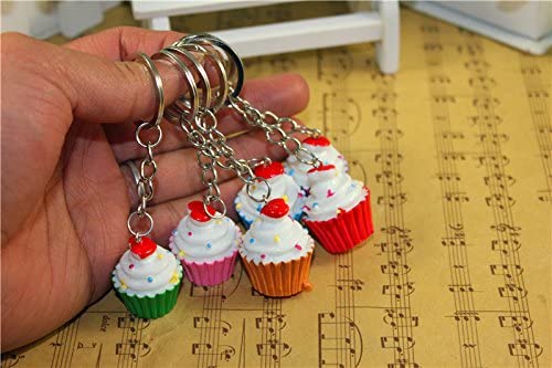 Airgoesin 20pcs Keychain Key Ring Hang Cupcake Cake Shape Cute Shop Promo Gift Charms