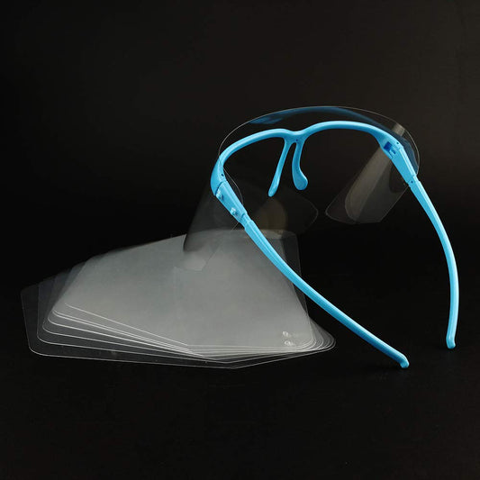 Airgoesin Anti-fog Eyewear Detachable Safety Full Protective Face Shield,1 Frame with 10 Visors