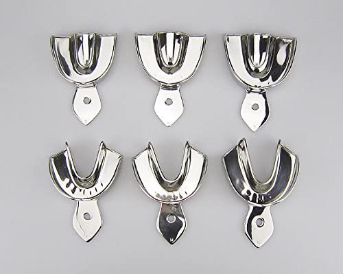 6 pcs Pedo Dental Impression Trays Set Stainless Steel Solid Denture