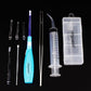 Airgoesin Tonsil Stone Removal Tool Lighted + Irrigation Syringe + Tonsillolith Tweezers Pliers (blue)