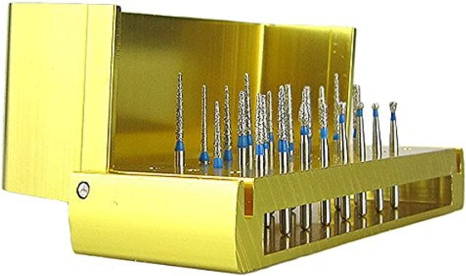 Airgoesin 24 Diamond Polishing FG1.6mm Burs + 1 Disinfection Holder Block + 1 Mesh Bur Holder