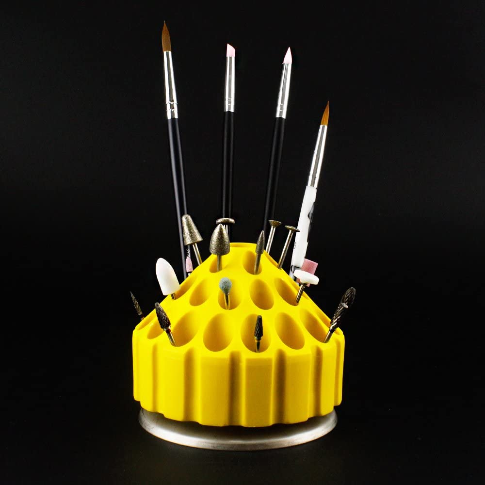 Airgoesin 1 Rotatable Dental Polisher Burs Drill Brush Pen Tool Holder Case Block Case Table Organizer Stand (Gray)