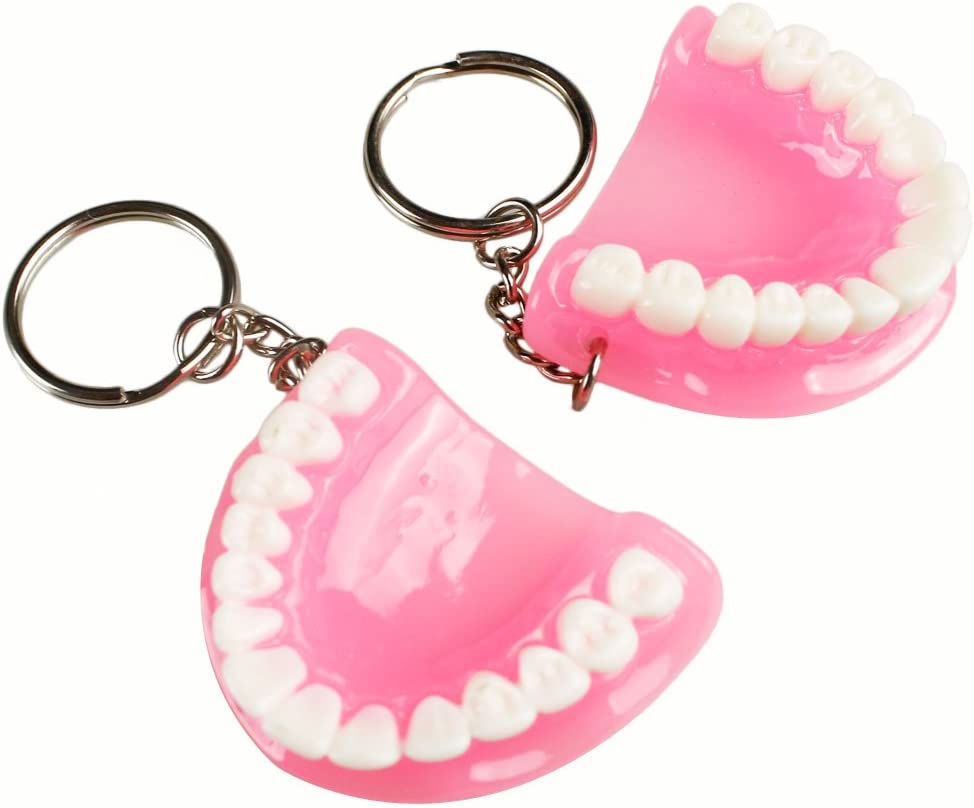 5pcs Teeth Key Chain Ring for Cell Phone Dentist Dental Clininc Gift Jaw Mixed (5 Color)