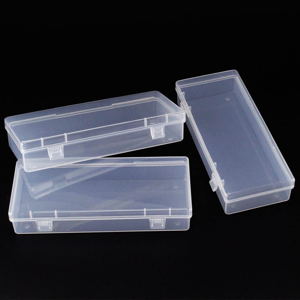 Airgoesin 4pcs Small Storage Box Container Desktop Organizer with Lid for Keeping Small Parts, Coints, Screws, Bead, Pencils, Q-Tip, Ornaments, Pills, Herbs, Jewelry Findings (2pcs L + 2pcs S)