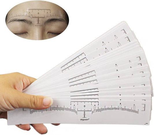 Airgoesin 50pcs Disposable Adhesive Eyebrow Microblading Ruler Guide Sticker Tape Tattoo Template Beauty Tool