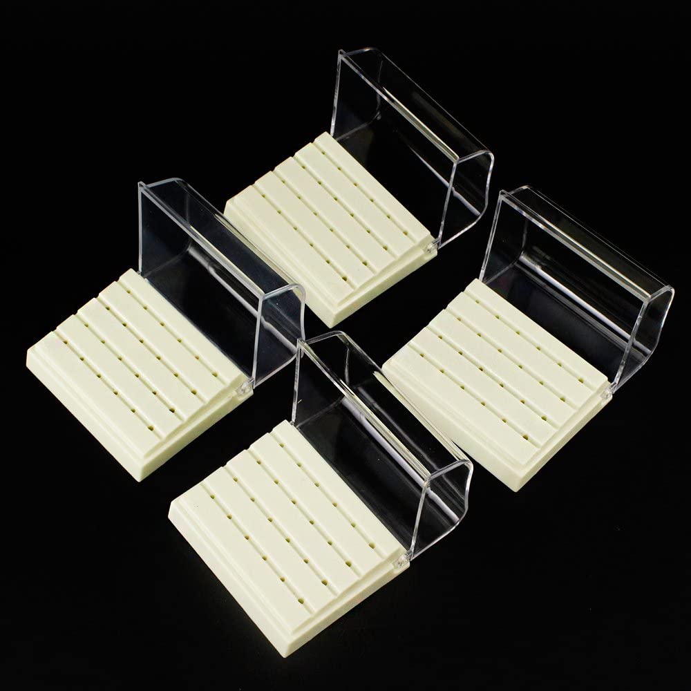 Airgoesin 4pcs Dental Plastic FG RA Burs Drill Polisher Holder Block Case Stand 24 Holes Slots